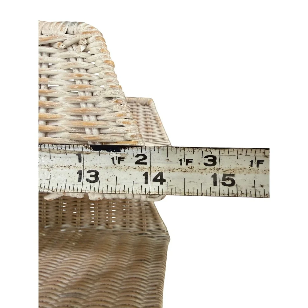 Wicker 2 Tier Letter Tray Desk Paper Organizer Whitewash Coastal Cottage Decor